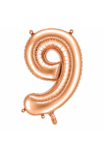 BeySüS 9 Number Foil Balloons in Rose Gold Color (100 cm)