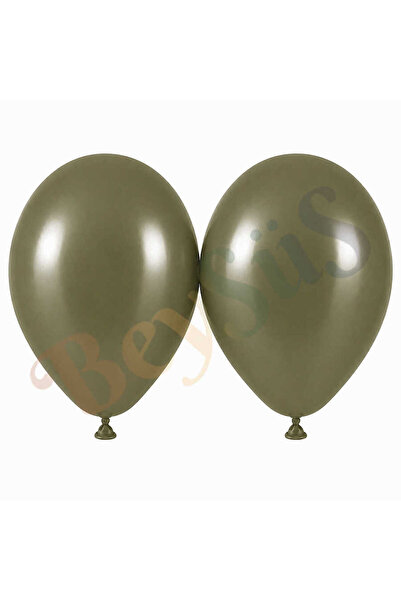 BeySüS Olive Color Latex Retro Balloon (50 cm) - 2 Pieces