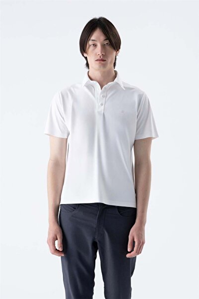 Isaora Comfort Pique Polo Erkek Polo Yaka T-Shirt Beyaz