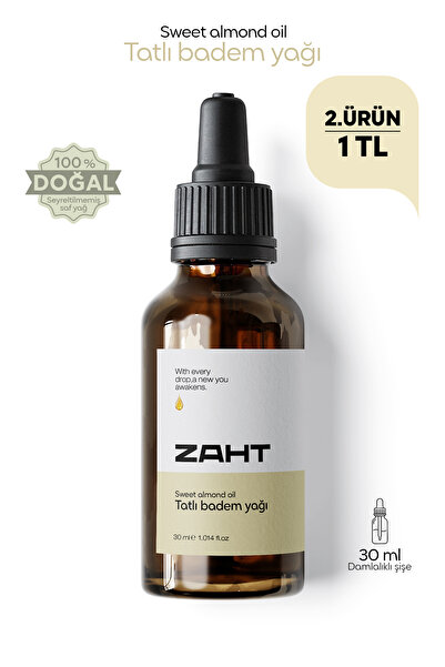 ZAHT Tatlı Badem Yağı %100 Saf ve Doğal Soğuk Sıkım 30 Ml