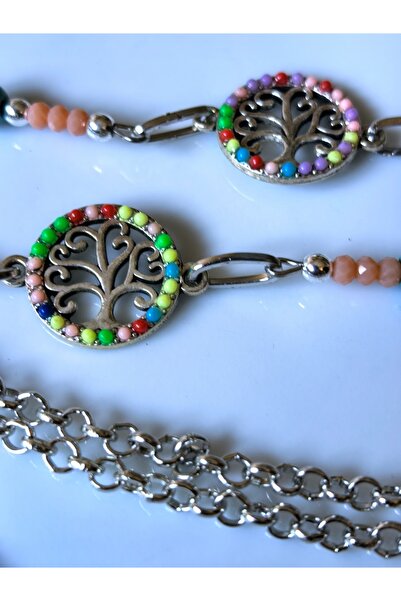 THİNBLACK Eyeglass Chain Tree of Life with Natural Stone Silver Color