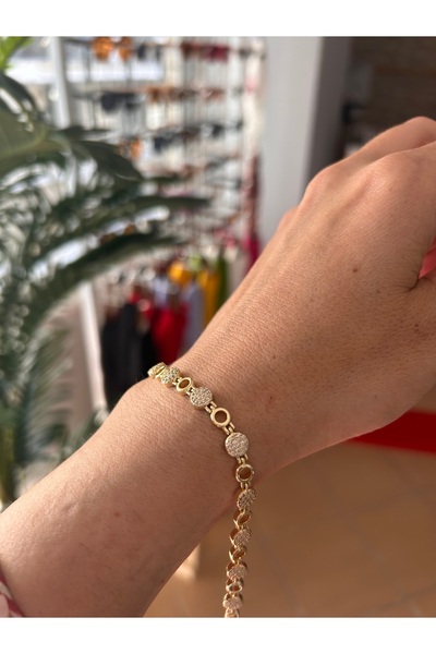 Niloshe&Sinoshe NS Accesories سوار ذهبي بتفاصيل حجرية مستديرة
