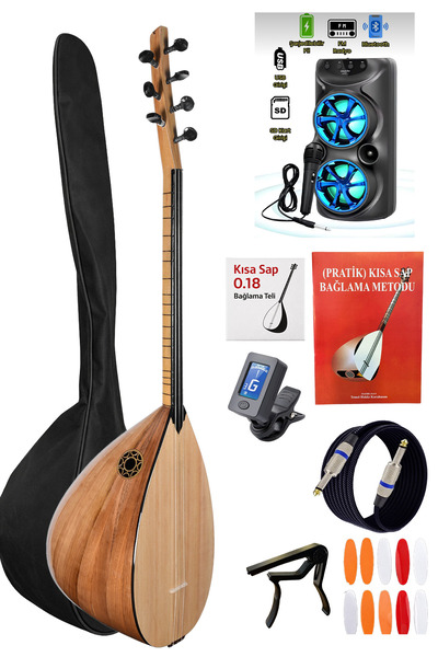 istanbul müzik tedarik Jak Girişli Kısa Sap Bağlama Full Ağaç Profesyonel Set...