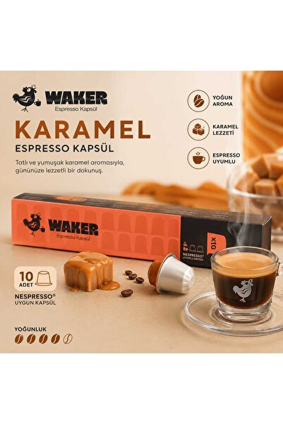 United Foods Waker Karamel Aromalı Kapsül Kahve 10 Adet – Nespresso Uyumlu