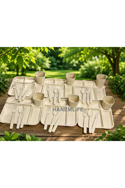 hanemlife 32 parça piknik seti ve kamp yemek seti taşıma çantalı