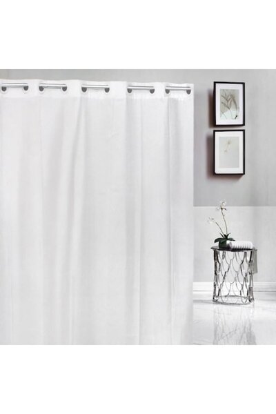 OEM Shower curtain, with embossed pattern, textile, polyester, WHITE, 180x200cm