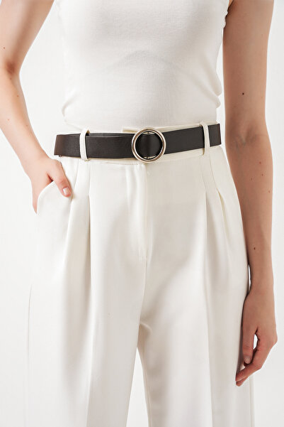 buğrahayalin Women's Round Buckle Brown Belt