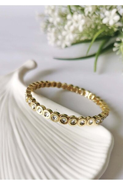 Halley Concept Zircon stone steel bracelet - elastic gold design