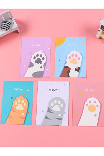 ÖZ OFİS Kedi Patisi Yapışkanlı Not Kağıdı Postit - Kawaii 30 Yaprak Sevimli M...