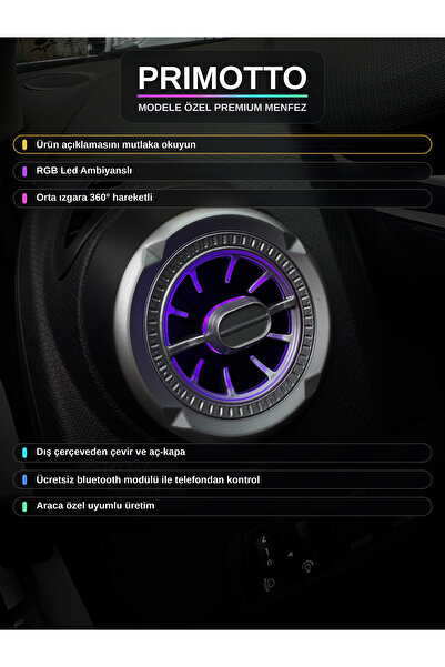 PRIMOTTO Ford Connect 2009-2015 Uyumlu Led Ambiyanslı Metalik Premium Menfez ...