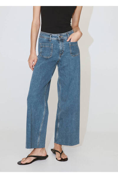 MANGO Woman Yüksek bel wide leg jean pantolon