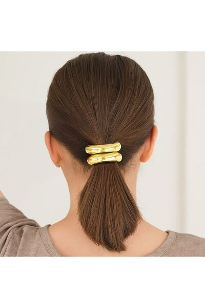 OEM Elastic de Păr Ponytail pentru Femei, Inel Dublu Auriu, Accesoriu Elegant...