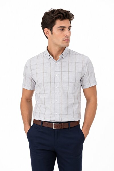 rasstmen Men's Plaid Classic Single Pocket Short Sleeve Shirt Bgl-St05570