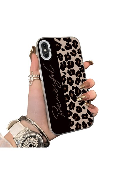 SLIMFELT iPhone X/XS Uyumlu Lüks Leopar Kılıfı, Düşmeye Dayanıklı Silikon