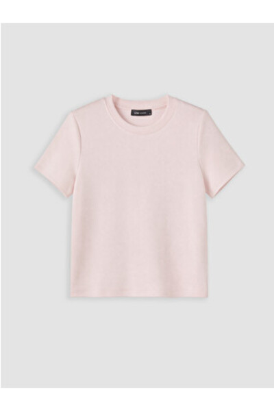 LC Waikiki New Season Pink Crew Neck Soft Touch Women's T-Shirt