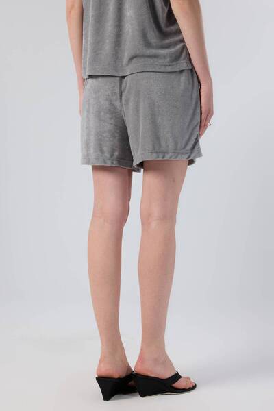 İpekçi Otantik Terry Flow Modal Elastic Lace-Up Women's Shorts Dark Gray