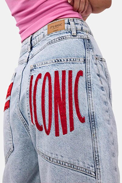 it's basic Women's Ice 3S6-3 Mega Baggy Fit Special Design Denim Shorts with ...