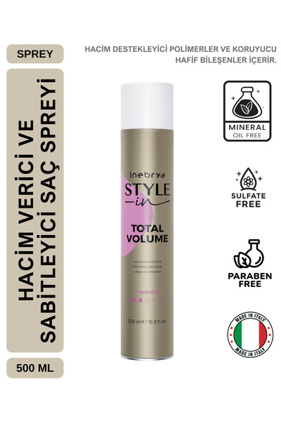Inebrya Style-In Total Volume İnce Telli Saçlar İçin Hacim Verici ve Sabitley...