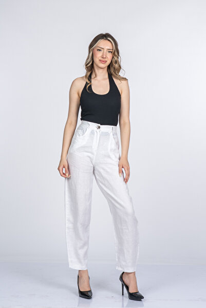 MissVina Alina Narrow Leg Balloon Form Linen Trousers 30398
