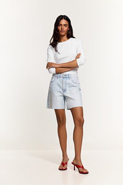 LEFTIES Distressed denim bermuda