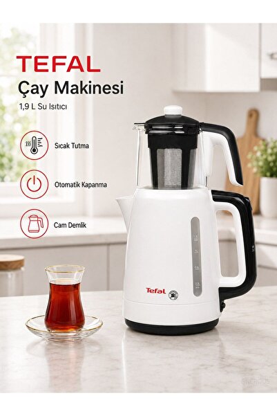 TEFAL Cam Demlikli Elektrikli Çay Makinesi 1.9 Litre Geniş Hazneli Pratik Çay...