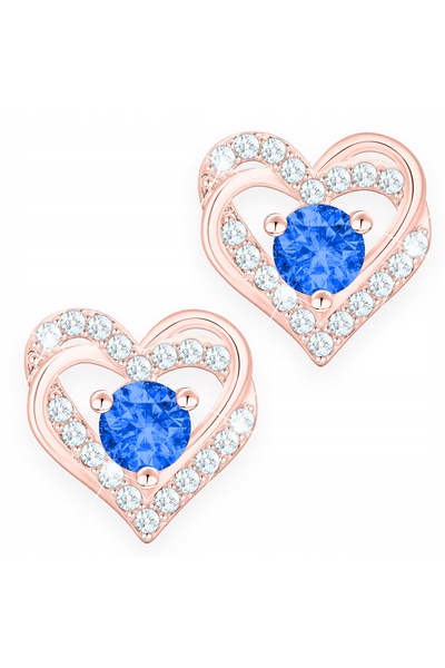 Larezo Cercei Din Argint 925 Placati Cu Aur Roz 18K, Model Inima Heart Cu Zir...