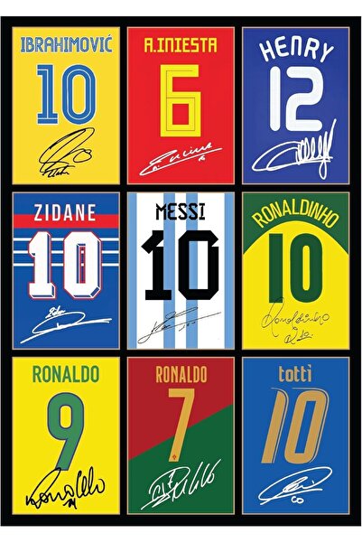 Generic Wall Art International Legends Memorabilia Messi Ronaldinho Ronaldo H...