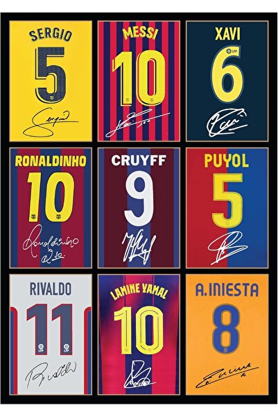 Generic Wall Art Barcelona Legends Memorabilia Messi Ronaldinho Yamal Xavi In...