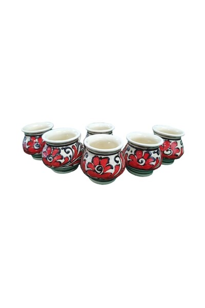 OEM Set de 6 pahare de shot din ceramică roșie, 25 ml
