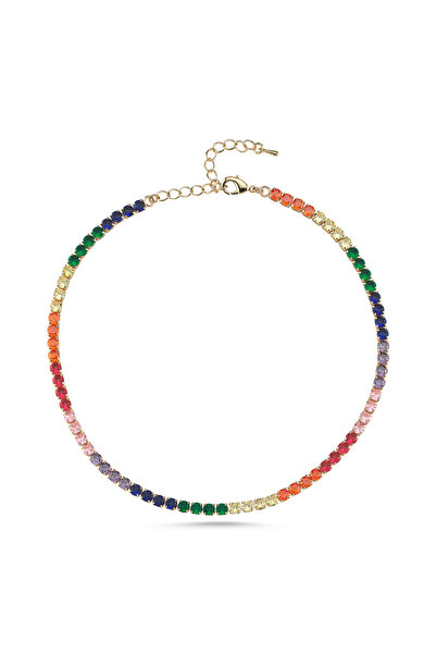 Merano Design 4mm Renkli Gold Su Yolu Choker