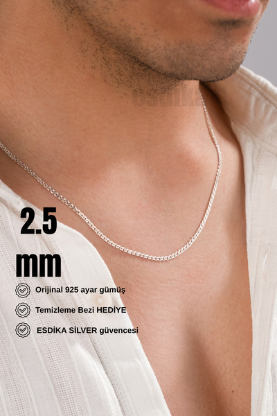 esdika 925 AYAR GÜMÜŞ NONNA KOLYE ZİNCİR • PREMİUM STERLİNG SİLVER • EDGE MİN...