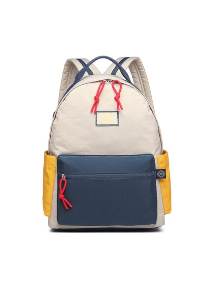 SMART BAGS Smartbags Large Size Unisex Backpack 2022-3181 Beige Lacquer Mustard