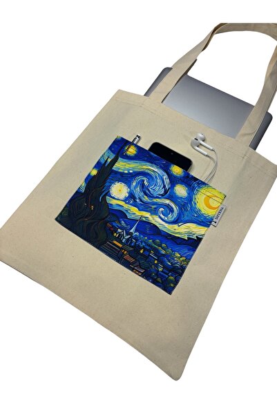 Smyrna Tote Bag with Pockets, Casual Tote Bag, Beach Bag, 100% Cotton Thick R...