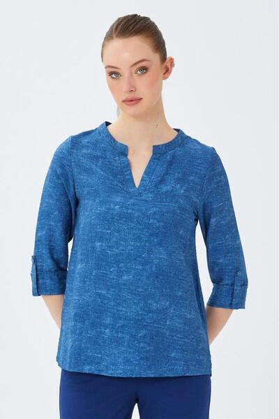 İKİLER V Yaka ¾ Kol Bluz 026-3008