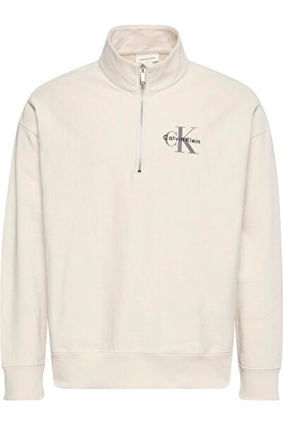 Calvin Klein Jeans cipzáras nyakú krémszínű férfi pulóver LV04RD236G67U LS PR...