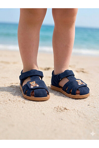bambino kids shoes HAKİKİ DERİ LACİVERT ERKEK ÇOCUK ORTOPEDİK SANDALET