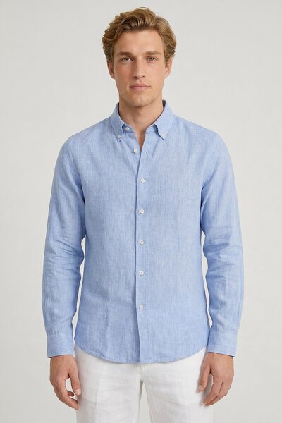 SMILE Akela Blue Linen Shirt