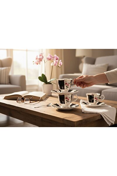 ROY KING Royking Acem Black 6-Piece Coffee Cup Set 110 Cc Smc 060