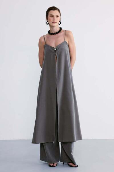 FACETTE Lace Midi Cape Khaki