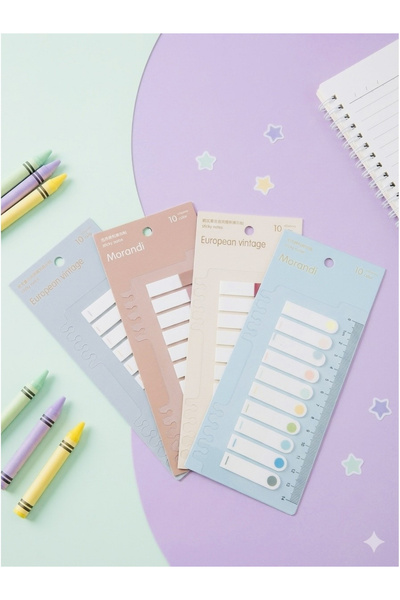 ÖZ OFİS 4 Paket Cetvelli Yapışkanlı Şeffaf Köşeli Parmak Postit Ayraç (Set-1)...