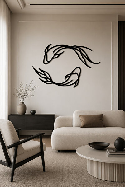 Koi Balığı Salon Tablosu Siyah Modern Duvar Dekoru Dekoratif Tablo