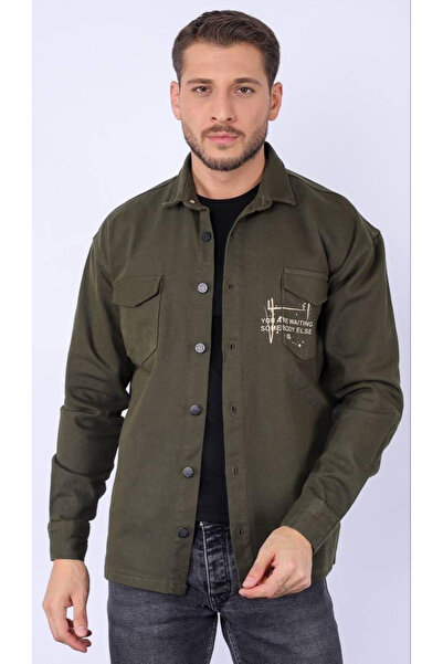 diğer1234 Αντρικό jacket με τσέπες χακί — xl