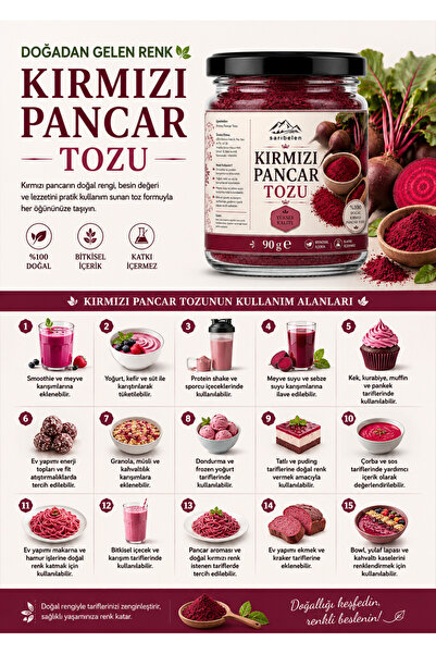sarıbelen Kırmızı Pancar Tozu 90 g Katkısız