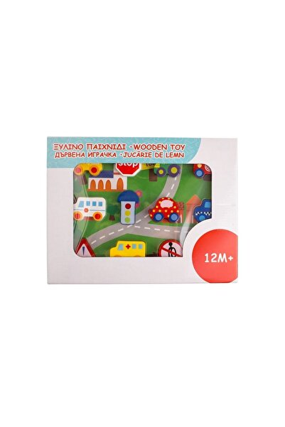 OEM Jucărie educativă din lemn pentru copii, Autostrada 3D cu 12 Figurine 22x...