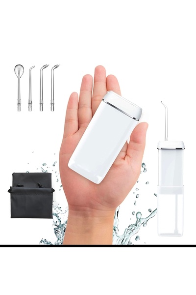 GENERAL Portable White Rechargeable Water Flosser Oral Irrigator with 4 Repla...