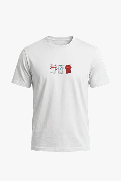 Türkiye Milli Takım Dünya Kupası Nostaljik Minimal Forma Baskılı Unisex Beyaz Regular T-Shirt %100 Pamuk
