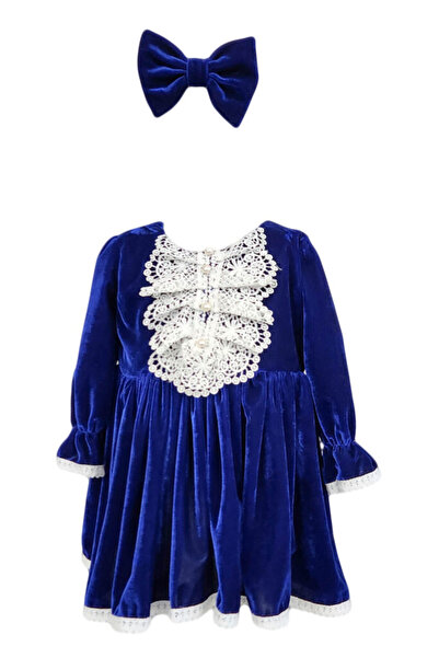 fantasialand Rochie fetite catifea, model Alice, culoare albastra