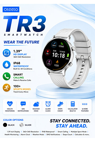 OTEETO TR3 Smart Watch – 1.39" HD Display, Smart Calling & IP68 Waterproof Fi...