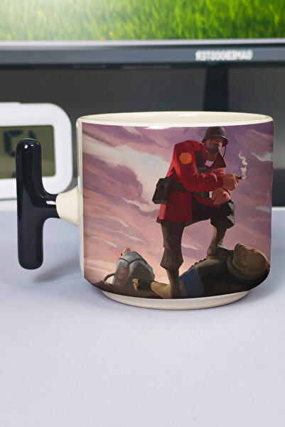 ZipZap كوب فاخر من السيراميك مطبوع عليه Team Fortress (قطعة واحدة) على شكل حر...