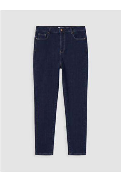 LC Waikiki New Season Blue Plus Size Slim Mom Women's Jean Trousers